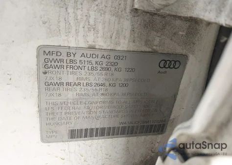 2021 Audi Q3 Premium 40 Tfsi Quattro Tiptronic from USA, damaged, VIN WA1AUCF38M1103284